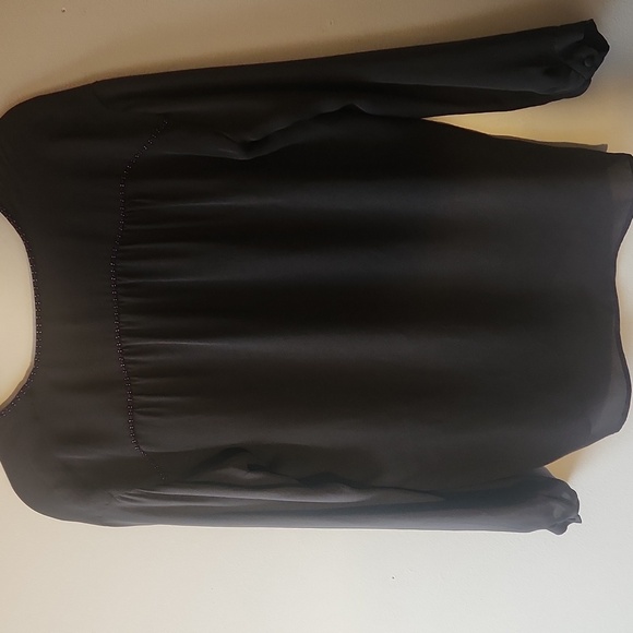 VINCE Gray Beaded Silk Blouse Top, Size xs - Picture 8 of 13